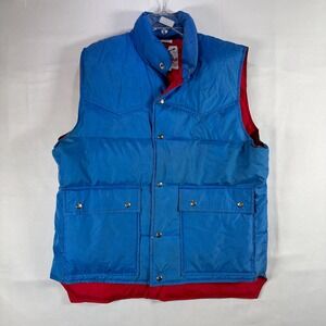 Vintage 70s Adventura Large Duck Down Feathers Puffer Vest Reversible Retro